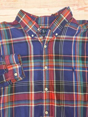 Ralph Lauren Blake Mens Plaid Button-Down Shirt XXL Multicolor